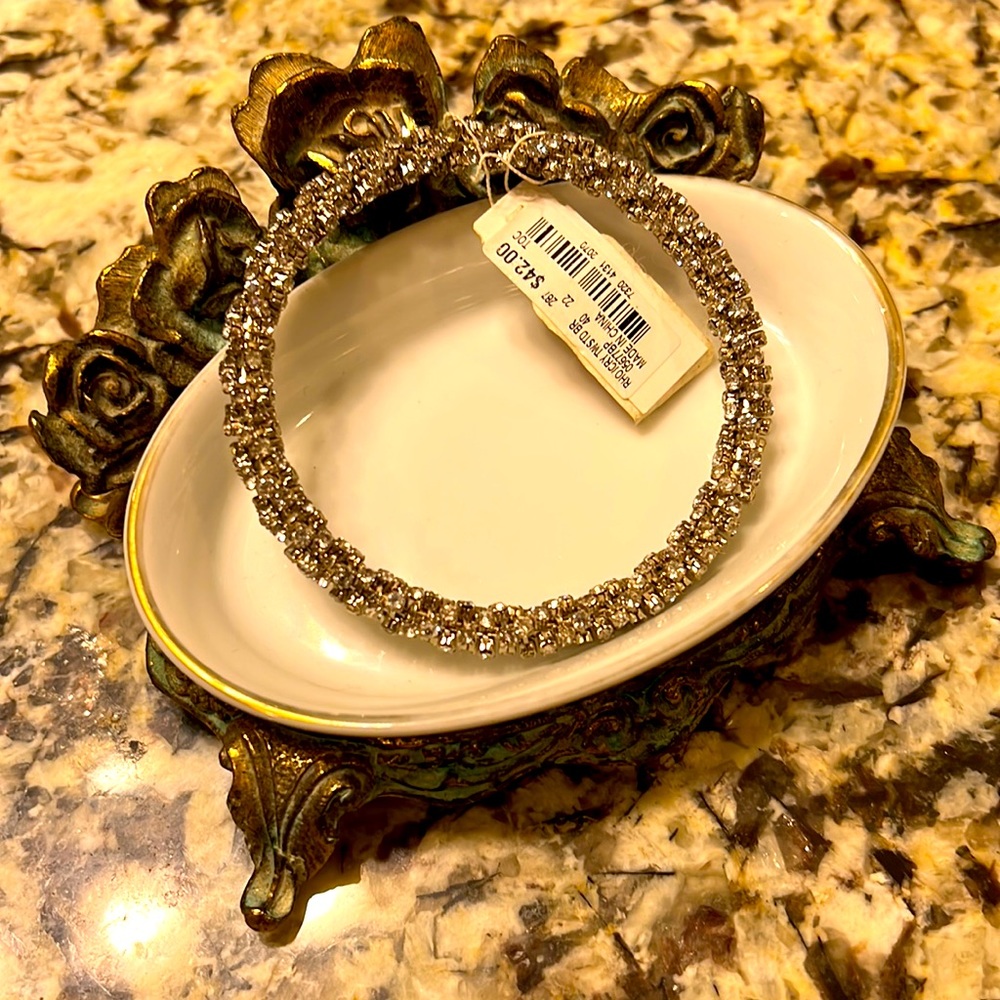 Silver Rhinestone Bangle Bracelet